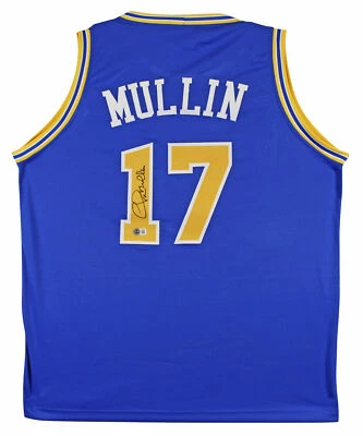 Camiseta Chris Mullin Auténtica Firmada Azul Estilo Profesional Autografiada BAS Testigo Foto 1 de 3