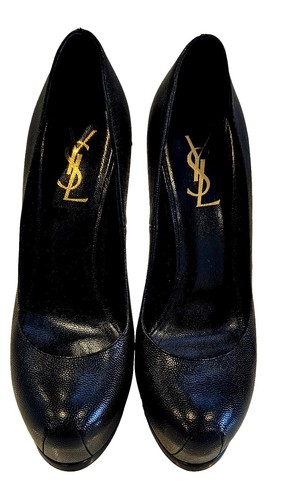 SAINT LAURENT (YSL) Pompa tributo autentica Yves Saint Laurent taglia 8 38 in pelle nera