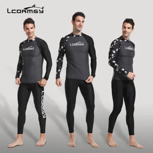 Y781S MEN'S RASH GUARD LONG SLEEVED SURFING SWIM TOP SHIRTS & PANTS SET WETSUITS - Picture 1 of 5