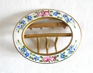 Vintage Hand Painted Enamel & Brass Belt Buckle - Picture 1 of 6