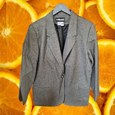 Blazer de lana gris Sag Harbor Petite talla 14P Foto 1 de 4