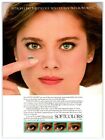 1984 YOUNG WOMAN SOFTCOLORS CONTACT LENSES 1980's 8"X10.75" Magazine Ad M252