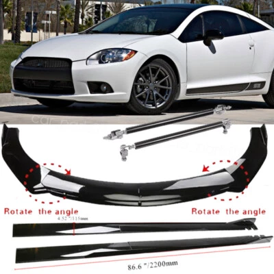 For Mitsubishi Eclipse Front Front Bumper Lip Splitter +86.6" Car Side Skirt Foto 1 de 4