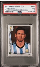 2014 Panini World Cup Soccer Sticker Platinum Edition #430 Lionel Messi PSA 7