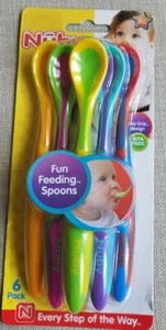 Nuby Fun Bright Colored Feeding 6 Spoons Size 9 Months Plus New In Package - Picture 1 of 4