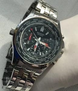 c2010 Men's Excellent SEKONDA N3432 World Time Multi Dial Chronograph Wristwatch - Picture 1 of 11