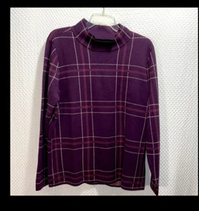 Girls LANDSEND  Plaided Purple SWEATER SIZE L Thick & Warm - Picture 1 of 4