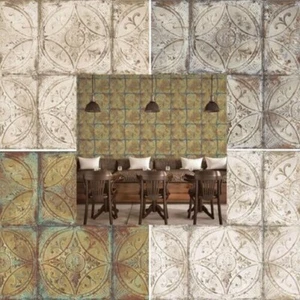 Grunge Tin Tile Effect Wallpaper - Choose your Colour - Industrial City - Picture 1 of 18