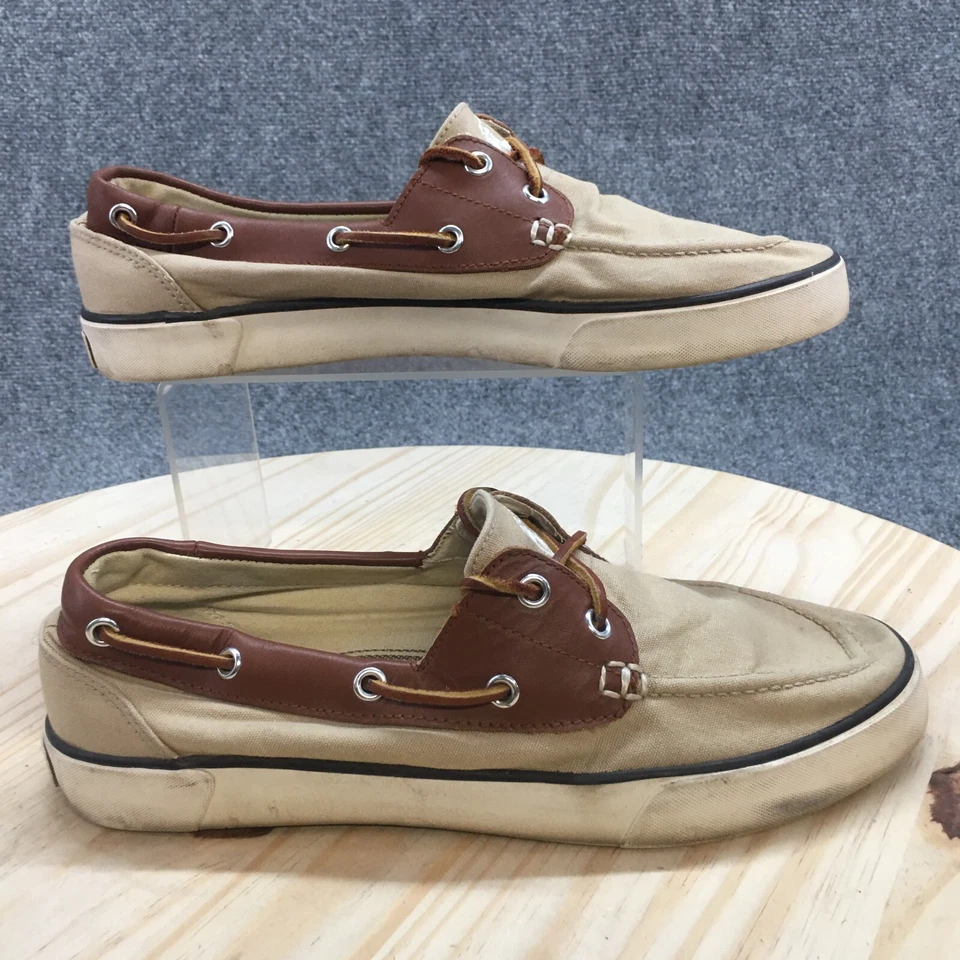 Zapatos de barco Polo de Ralph Lauren para hombre 10 D Rylander con cordones cómodos beige lona Foto 1 de 4