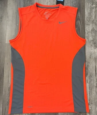2010 Nike Men’s Sz M sleeveless tennis shirt Orange Grey 383424-827 - Image 1 of 4