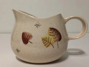 Vintage Vernonware Ceramic Gravy Pitcher Pottery Creamer Brown Leaves Film Prop - Picture 1 of 8