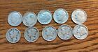 mixed lot of silver dimes 5 roosevelts + 5 mercury total 10 or $1.00 face silver