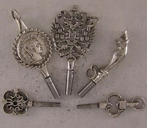 5 Keys Incl. A "Hoof" & "Russian Imperial Eagle" For Antique Watches PERFECT - Picture 1 of 2