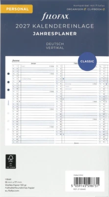 Filofax Kalendereinlage Personal / Jahresplaner deutsch 2027 Art. Nr. 27-68445 - Bild 1 von 2