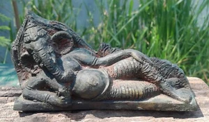 Antike Bronze Phra Phikanet Ganesh Statue 13.-15. Jahrhundert Lopburi Thailand - Bild 1 von 11