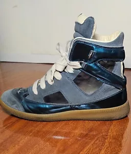 Sneakers alte Maison Margiela blu taglio metallizzato scamosciato rete '17 US7/EU40 - Foto 1 di 11