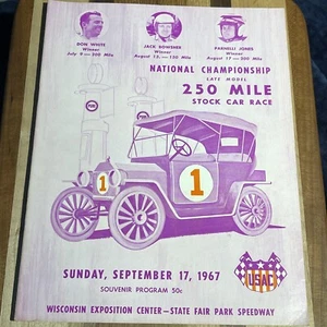 1967 Milwaukee 250 Mile USAC Stock Car Race Program, Won by A.J. Foyt - Picture 1 of 20