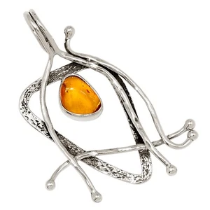 Israeli - Natural Baltic Amber - Poland 925 Silver Pendant Jewelry ALLP-30137 - Picture 1 of 1