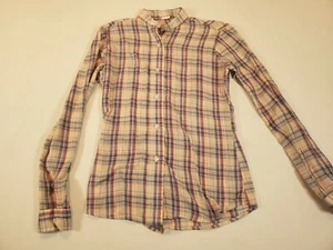 Vintage 60's Women's Long Sleeve Shirt Size Small Blue, Red Plaid - Picture 1 of 5