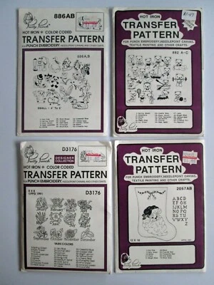 Lot 4 Pretty Punch Hot Iron Transfer Months Christmas Stocking Teddy Bears Farm - Image 1 of 4