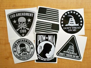 6 pegatinas divertidas de sombrero duro | POW MIA Gadsden 2da Enmienda Banderas Calcomanías EE. UU. - Imagen 1 de 1