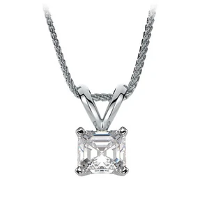 Platino Taglio Asscher Diamante Anniversario Ciondolo 1.00 Carat Già Certificato - Foto 1 di 2