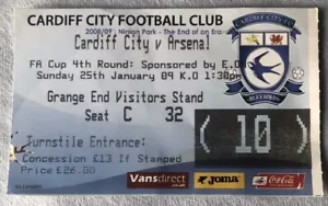 Cardiff City V Arsenal Ticket Stub 2009 - Picture 1 of 2