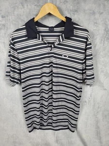 Oakley Polo Mens L Black Striped Golf Outdoor Preppy Classic - Picture 1 of 12
