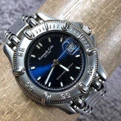 Kenneth Cole New York Hombres KC3063 Moda Plata Cuarzo Analógico 36mm Reloj 7 1/4" Foto 1 de 4