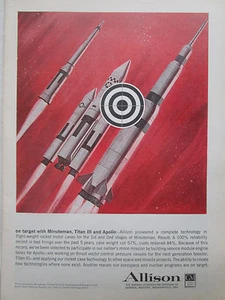 1/1964 PUB ALLISON ROCKET MOTOR BOOSTER MINUTEMAN TITAN III APOLLO ORIGINAL AD - Foto 1 di 1