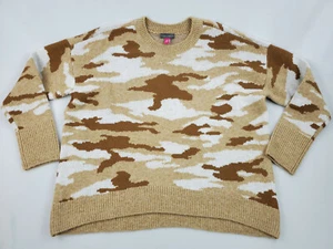 Vince Camuto women sweater beige camo acrylic polyester spandex sz XS - Picture 1 of 7