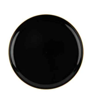 8.6" inch Disposable Round Black Plastic Dinner Plates with Gold Rim 20pcs - Picture 1 of 2