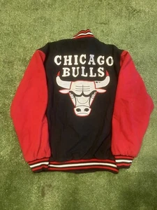Vtg 90s Jeff Hamilton NBA Chicago Bulls Reversible Snap Jacket S Michael Jordan - Picture 1 of 12