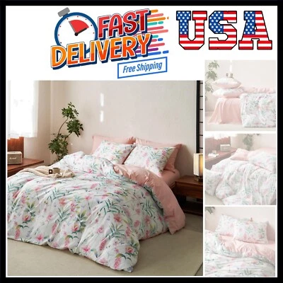 Juego de edredón floral, flores botánicas estéticas Cottagecore y hojas de árbol,... Foto 1 de 4