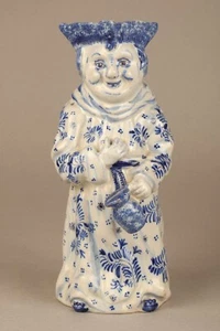 Large Faience Blue and White Standing Man Toby Jug - Picture 1 of 12