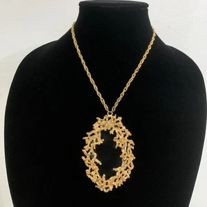 VTG Napier Eugene Bertolli Goldtone Brutalist Sculpted Black Statement Necklace - Picture 1 of 15