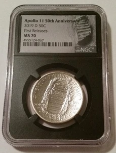 Medio dólar conmemorativo NGC 2019 D Apolo 11 50 aniversario MS70 FR retro - Imagen 1 de 2