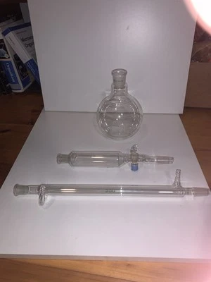 Laborglas Konvolut Standkolben, Tropftichter mit Druckausgleich, Liebigkühler - Bild 1 von 4