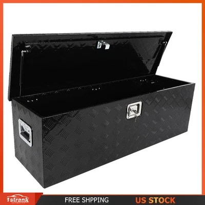 48"x15"x15" Black Aluminum Pickup Truck Trunk Bed Tool Box Trailer Storage+Lock Foto 1 de 4