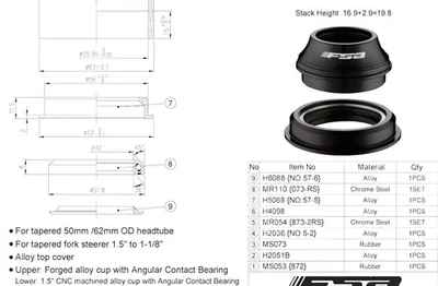 2x FSA Orbit NO57 Steuersatz Lagerschale H5068 36°/ 45° 1.5 Zoll Steuersatz #10