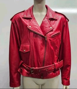 Wilson Bikerjacke rot Leder Damen Größe LG - Bild 1 von 9
