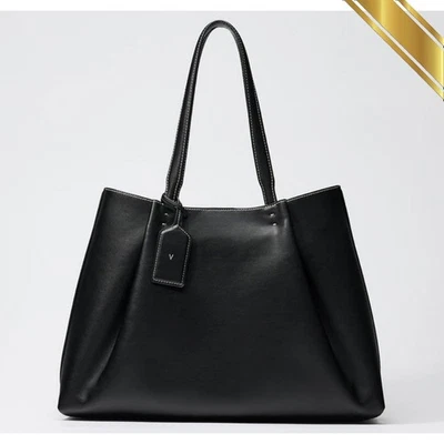 Zara 2025 Coated Large Tote Bag with Charm Tag Black - Zara Original - Image 1 of 4