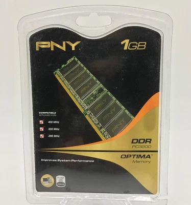 PNY Optima 1GB DDR 400 MHz PC3200 Desktop DIMM Memory Module (MD1024SD1-400) - Image 1 of 2