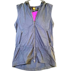 Lucy Womens Jacket Dark Blue Full Zip Vest Hooded LucyTech Lightweight Pocket XS - Picture 1 of 10