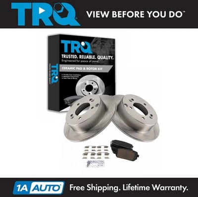 TRQ Rear Brake Pad & Rotor Kit Brake Rotor For 2007-2010 Kia Rondo - Image 1 of 4