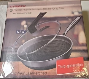 Cyrder Edelstahl Küche Bratpfanne Lasergeätzt Dritte Generation mit Deckel  - Bild 1 von 3