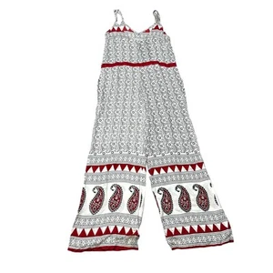 Jen's Pirate Booty Boho Jumpsuit Size Small Casual Paisley Red White - Picture 1 of 5