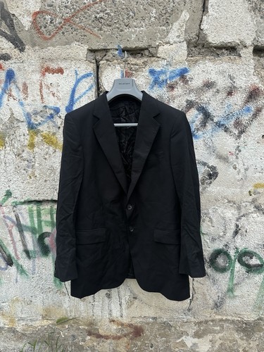 Gucci Blazer Uniforme Nero Uomo Giacca Cappotto 100% Lana Taglia 52