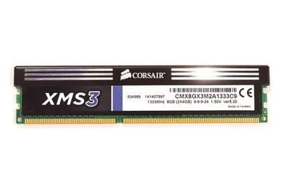 Corsair XMS3 8GB 2Rx4 PC3-10600 DDR3-1333 Desktop Memory P/N: CMX8GX3M2A1333C9 - Image 1 of 2