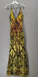 Vestido de estudio nocturno para mujer 4 elegante dorado negro lentejuelas formal halter cuello en V maxi - Imagen 1 de 19
